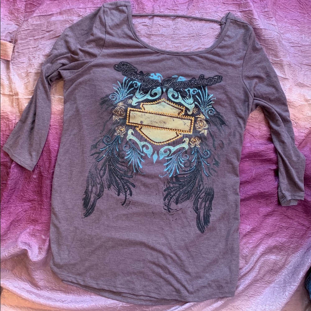 Harley Davidson Open back 3/4  Long Sleeve Blouse